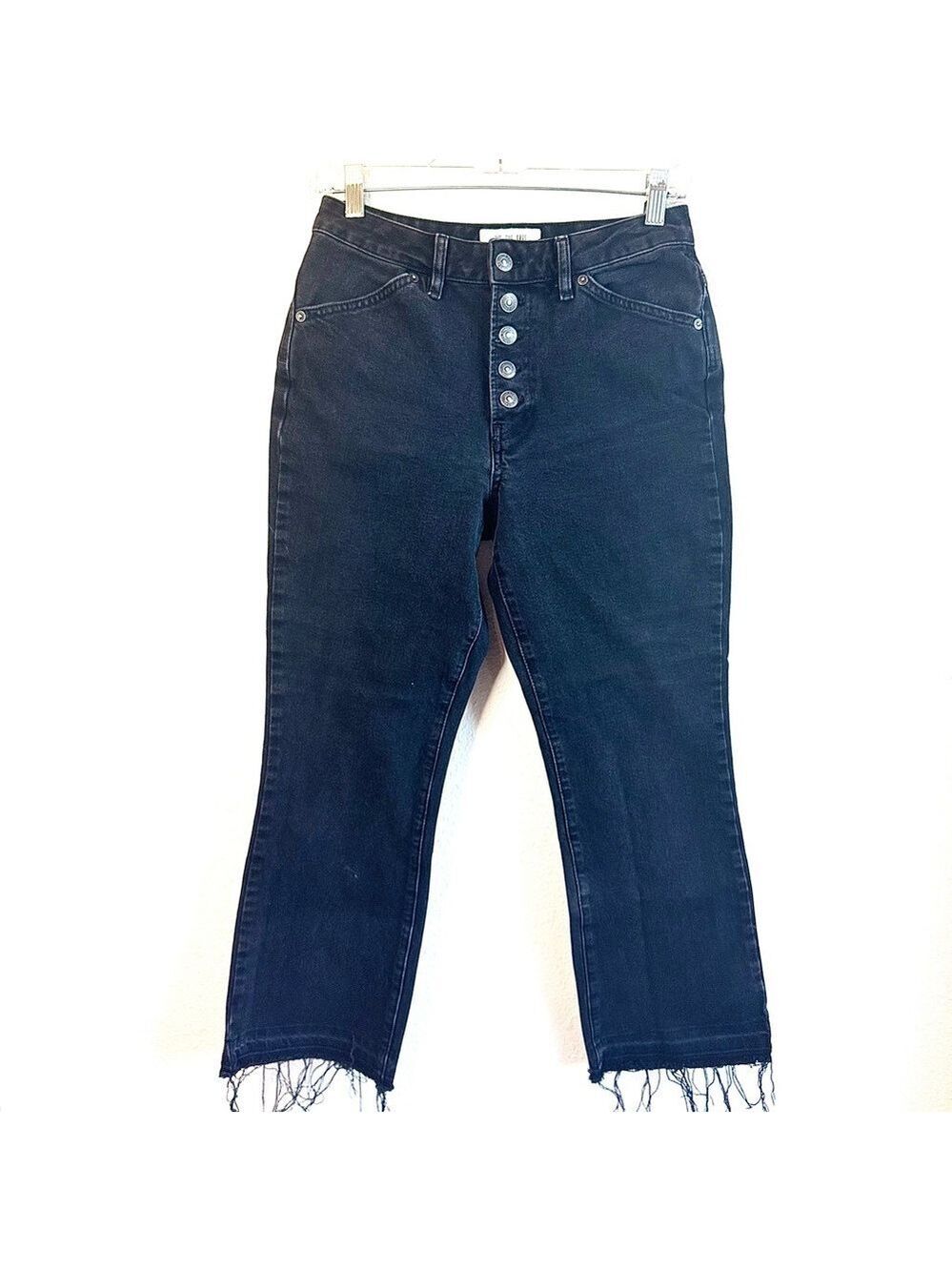 FREE PEOPLE High-Rise Black/Grey Stonewashed Denim - Picture 1 of 12